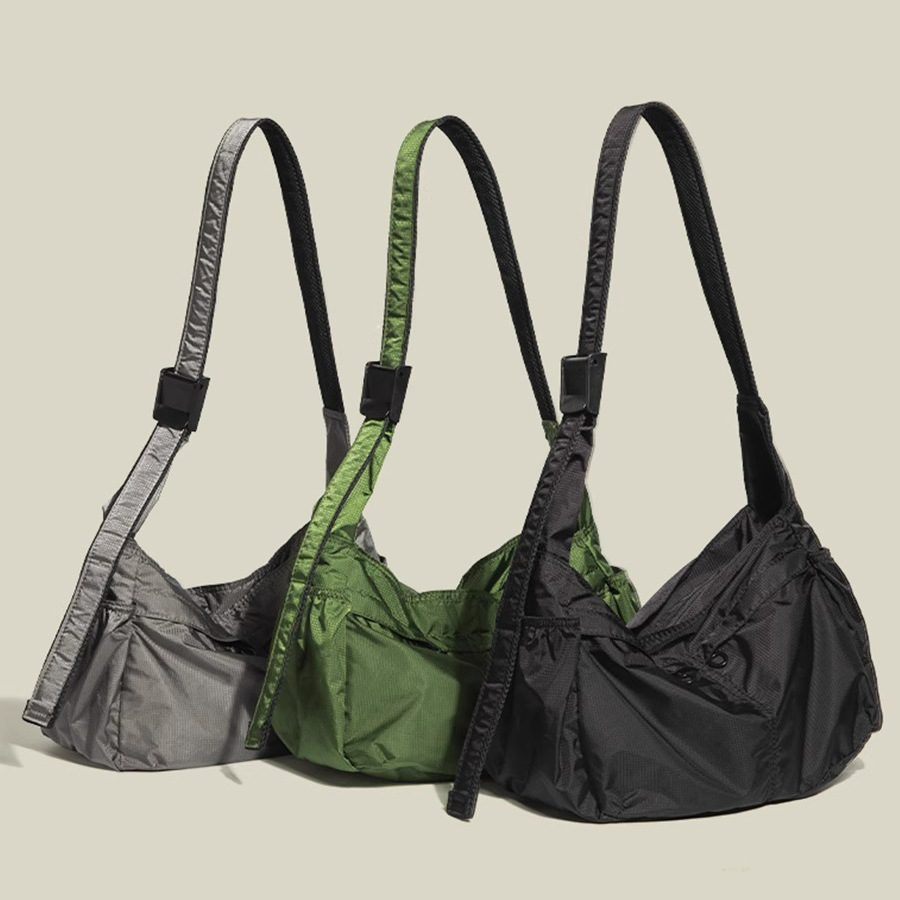 Black Large Capacity Nylon Tote Bag - Water Resistant Casual Shoulder Bag for Daily Use and Outdoor Activities - Image 2