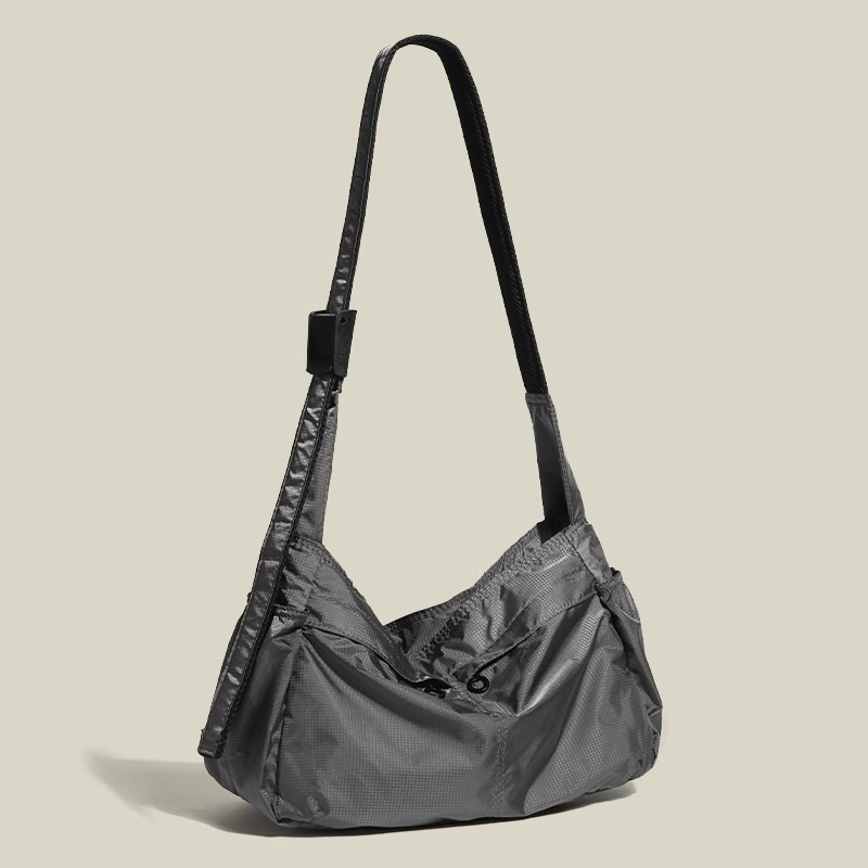 Grey Large Capacity Nylon Tote Bag - Water Resistant Casual Shoulder Bag for Daily Use and Outdoor Activities - Image 1