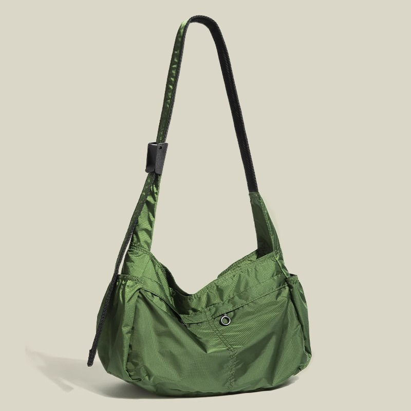 Green Large Capacity Nylon Tote Bag - Water Resistant Casual Shoulder Bag for Daily Use and Outdoor Activities - Image 1