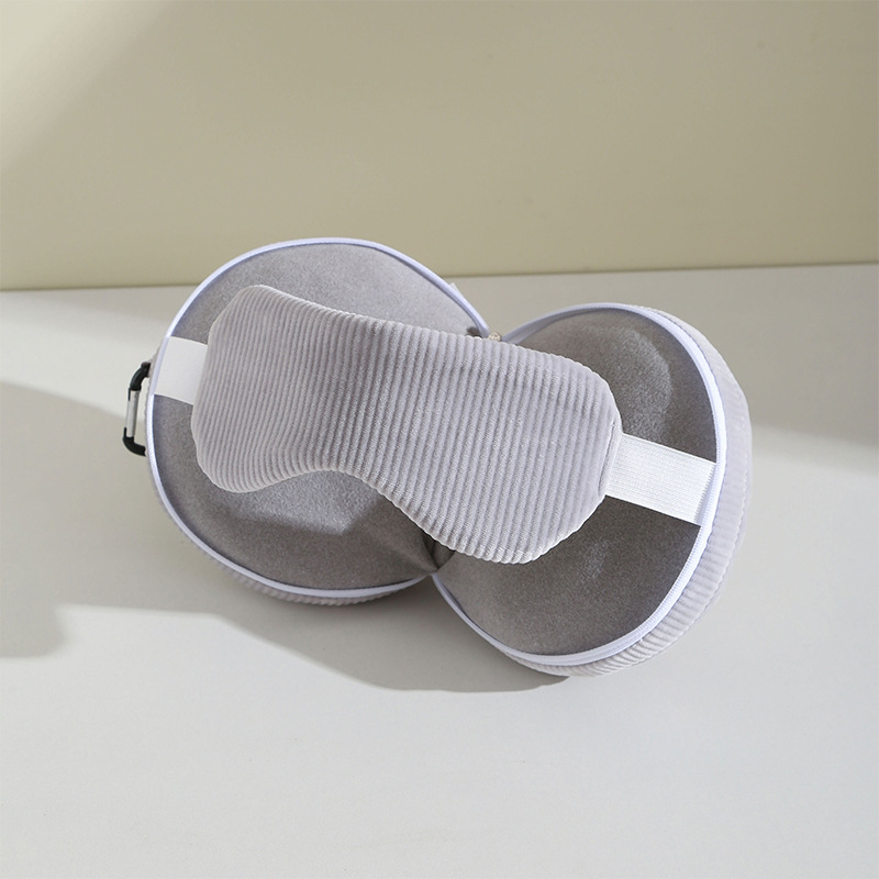 Grey 3-in-1 Foldable Sleep Eye Mask with Neck Pillow - Compact Travel Pillow for Airplane, Office Naps and Restful Sleep - Image 1