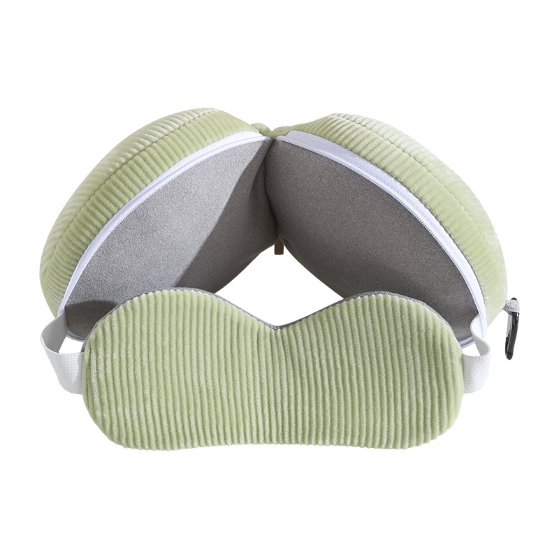 Grey 3-in-1 Foldable Sleep Eye Mask with Neck Pillow - Compact Travel Pillow for Airplane, Office Naps and Restful Sleep - Image 3