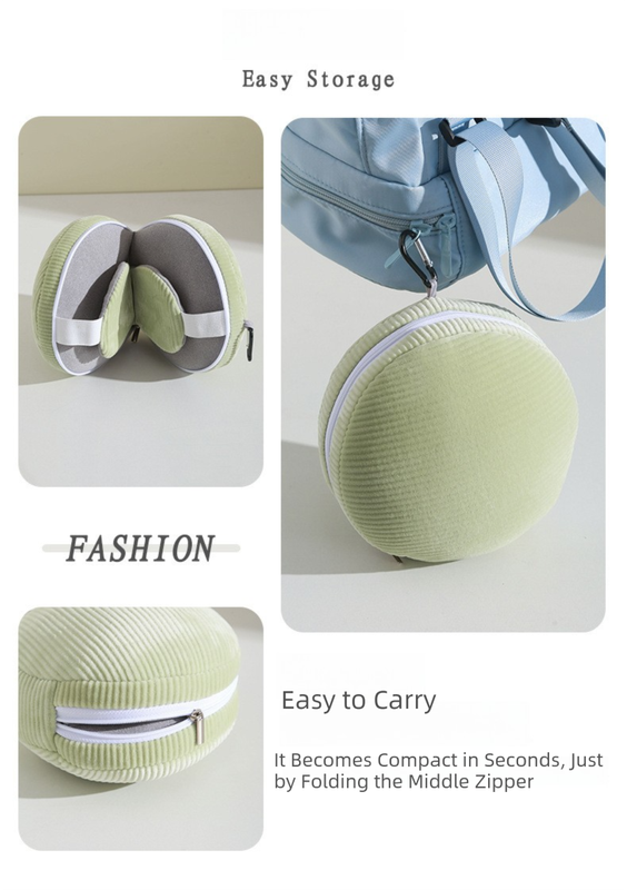Grey 3-in-1 Foldable Sleep Eye Mask with Neck Pillow - Compact Travel Pillow for Airplane, Office Naps and Restful Sleep - Image 4