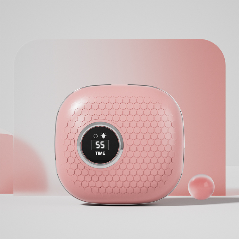 Pink Portable Sonic Wave Contact Lens Cleaner with LED Makeup Mirror - Automatic Electric Lens Cleaning Case for Daily Use - Image 1