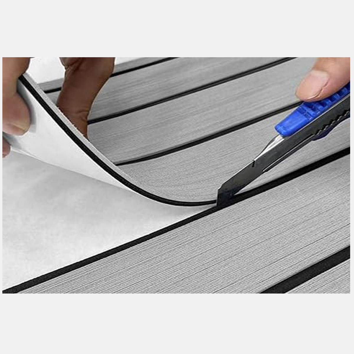 Grey Striped EVA Boat Deck Mat - Waterproof Non-Slip Flooring for Yacht, Boat, and Outdoor Use(2400x450x6mm) - Image 6