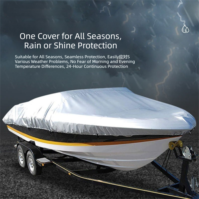 Black Heavy Duty Waterproof Tarp Covers with Storage Bag, Fits V-Hull, Fish&Ski, Pro-Style, Fishing, Runabout, Bass Boats, 11-13 feet (420cm x 270cm) - Image 2