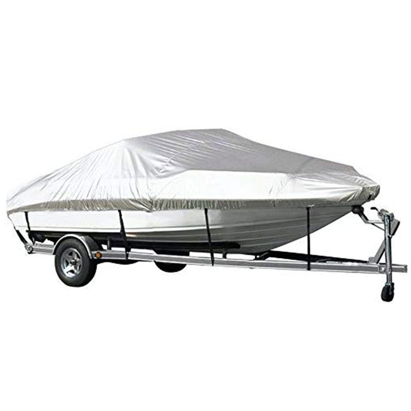 Grey Heavy Duty Waterproof Tarp Covers with Storage Bag, Fits V-Hull, Fish&Ski, Pro-Style, Fishing, Runabout, Bass Boats, 16-18FT(570cm*300cm) - Image 1