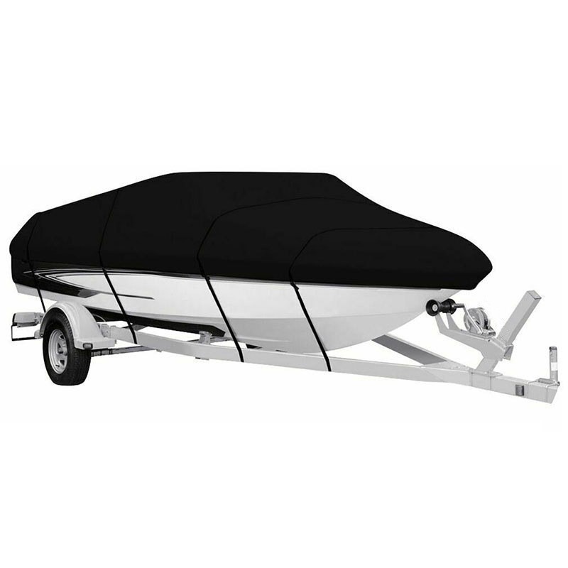 Black Heavy Duty Waterproof Tarp Covers with Storage Bag, Fits V-Hull, Fish&Ski, Pro-Style, Fishing, Runabout, Bass Boats, 20-22FT(700cm*320cm) - Image 1