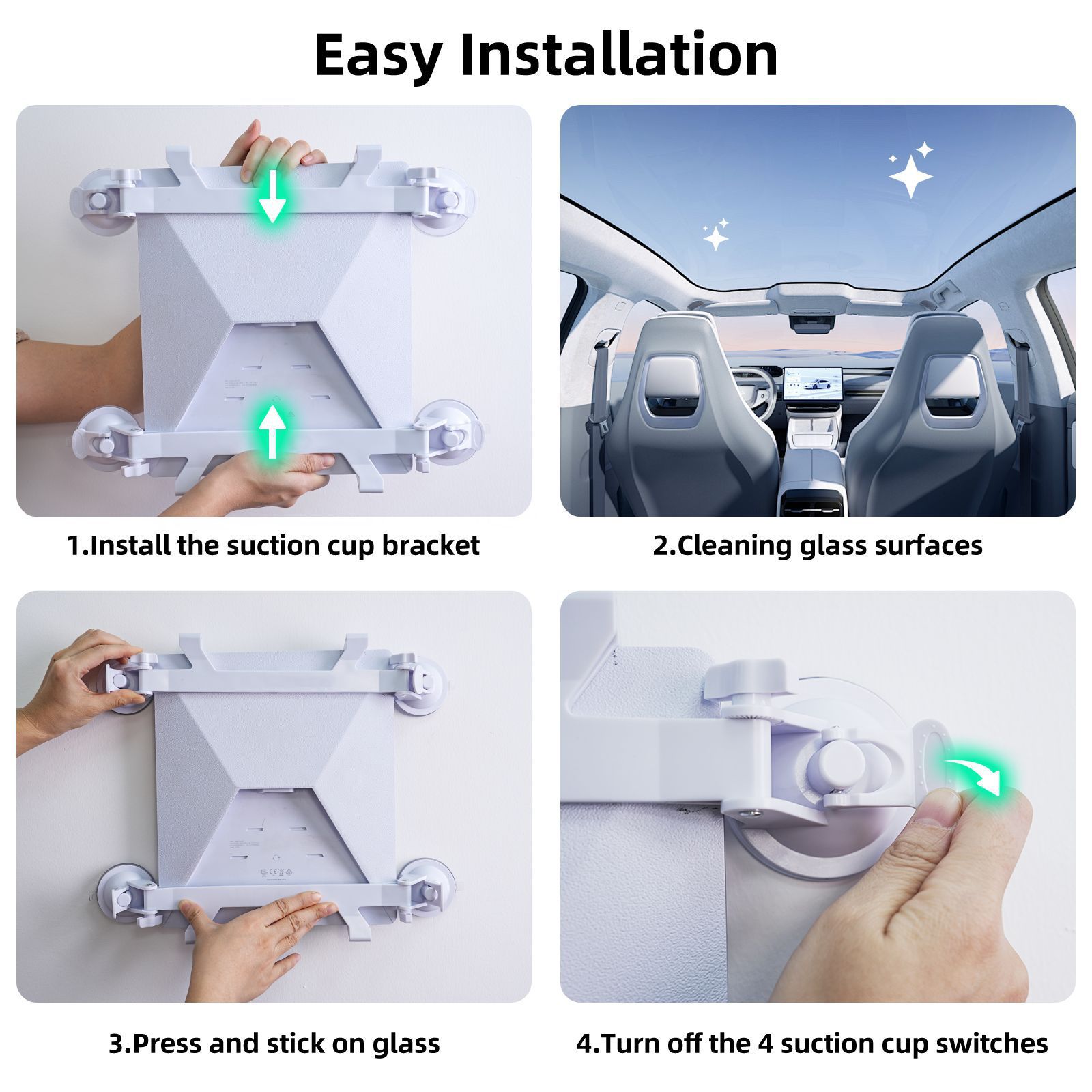 White Star Mini Car Suction Mount Bracket - Universal Glass Mount for Roof, Skylight, and Vehicle Windows - Image 3