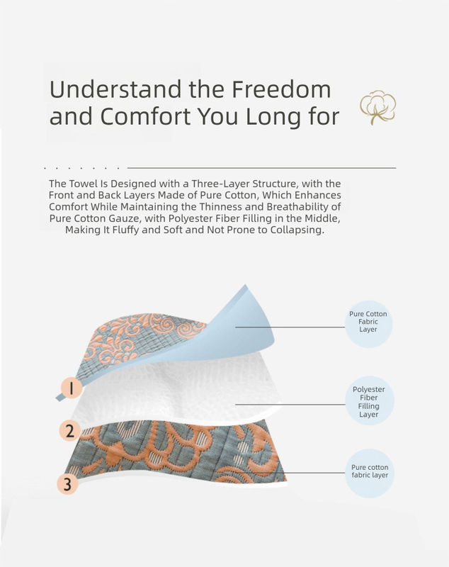 Grey and Orange Cotton Three-Layer Gauze Bed Cover Set - Reversible Vintage Printed Blanket with Two Pillowcases for Year-Round Use(200*230cm) - Image 4