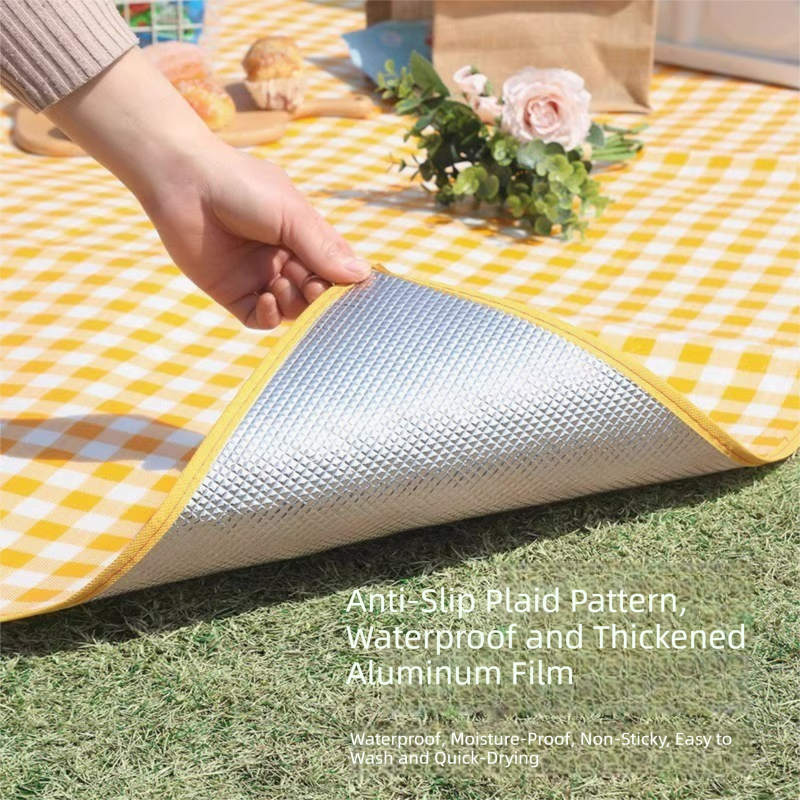 Yellow Lightweight Thickened Picnic Mat – Waterproof Outdoor Camping Ground Sheet for Hiking, Parks and Picnics(1.5*2M） - Image 2