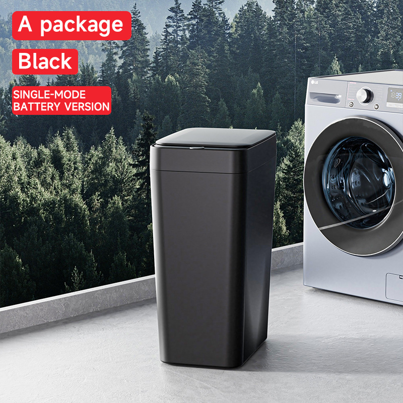 Black Smart Sensor Trash Can – Slim, Durable, and Hands-Free Waste Bin for Kitchen, Bathroom, or Living Room - Image 1