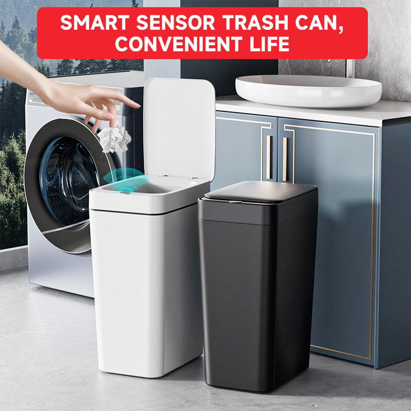 Grey Smart Sensor Trash Can – Slim, Durable, and Hands-Free Waste Bin for Kitchen, Bathroom, or Living Room - Image 2