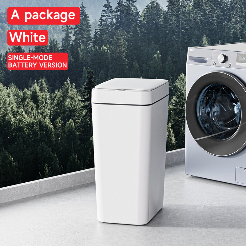 White Smart Sensor Trash Can – Slim, Durable, and Hands-Free Waste Bin for Kitchen, Bathroom, or Living Room - Image 1