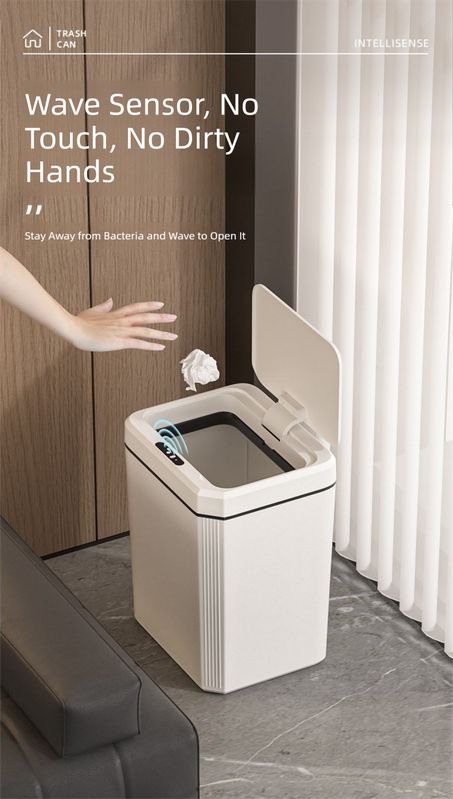 Black Smart Sensor Trash Can – 20L Capacity, Touch-Free Operation with Odor-Blocking & Waterproof Design - Image 2