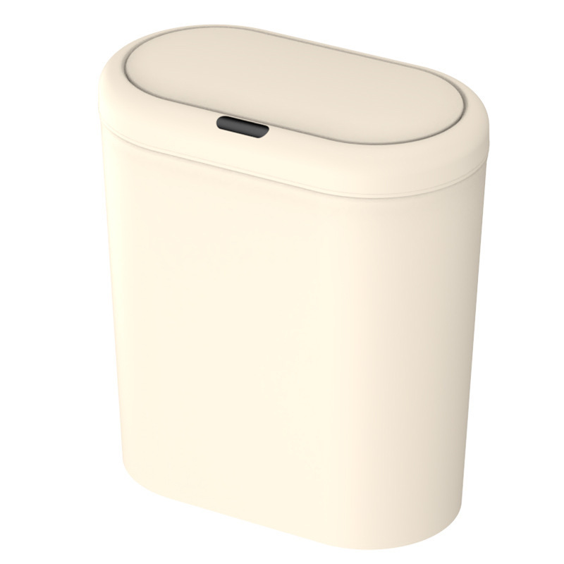Beige Smart Sensor Trash Can – 15L Capacity, Compact Design for Home Use with Automatic Induction Opening(Three sensor modes) - Image 1