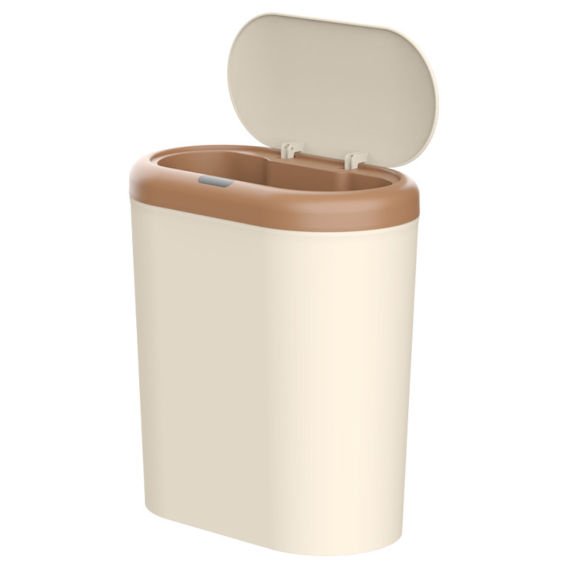 Beige Smart Sensor Trash Can – 15L Capacity, Compact Design for Home Use with Automatic Induction Opening(Three sensor modes) - Image 5