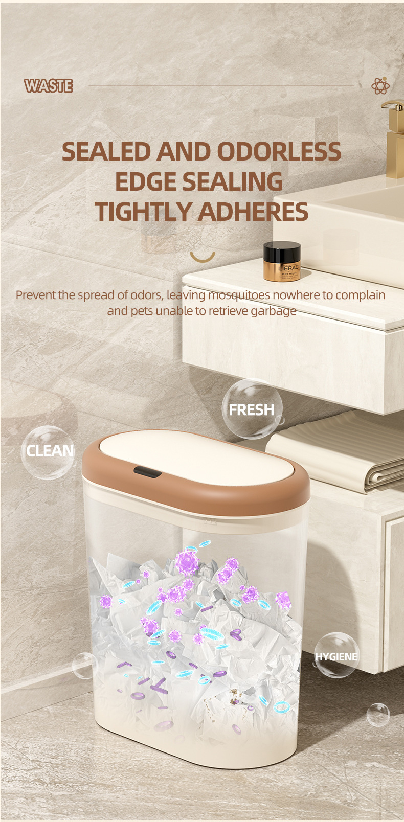 Grey Smart Sensor Trash Can – 15L Capacity, Compact Design for Home Use with Automatic Induction Opening(Three sensor modes) - Image 6