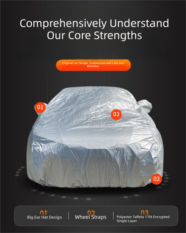 Silver 3L Universal Car Cover – 170T Taffeta Fabric, All-Weather Protection for Cars(4600×1800×1500MM) - Image 2