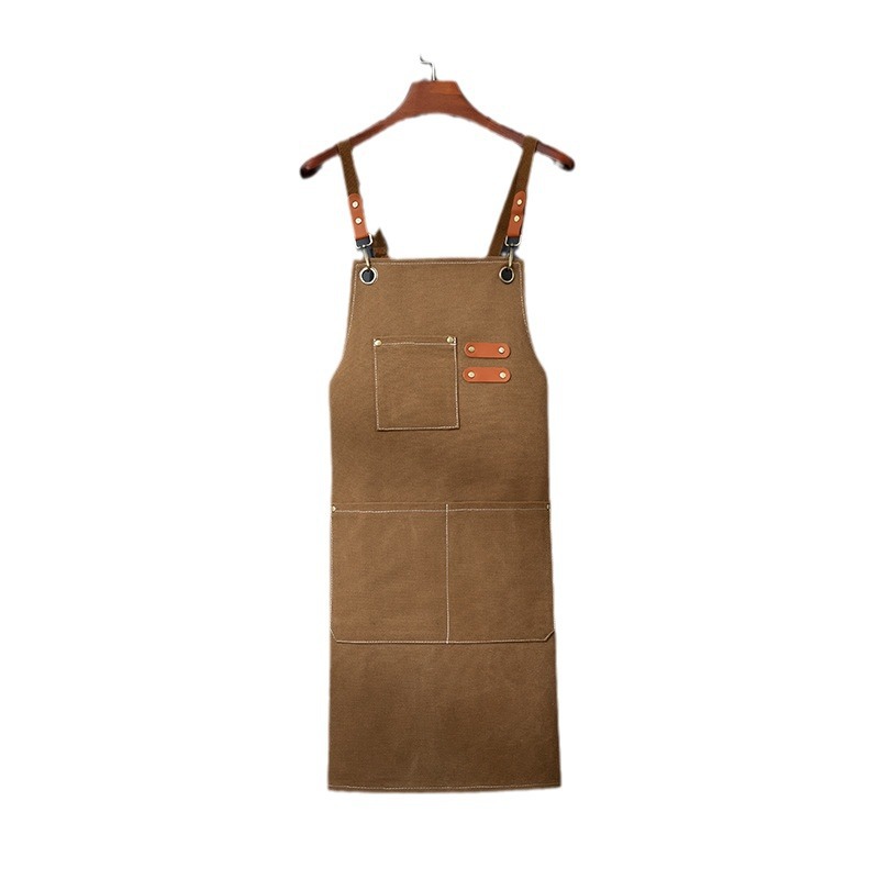 Brown 16-ounce Heavy-Duty Canvas Apron – Durable, Waterproof & Oil-Resistant Kitchen Workwear for Cooking and Crafting - Image 1