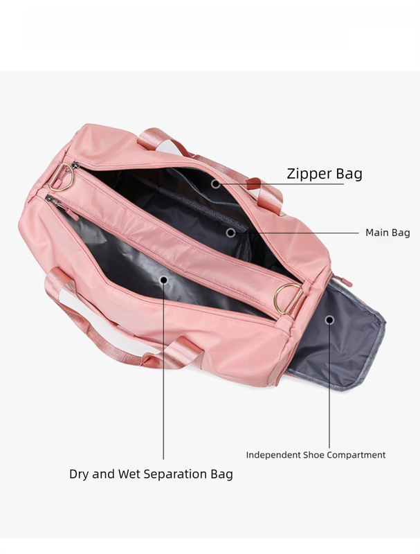 Red Large Capacity Travel Duffel Bag – Wet & Dry Separation, Shoe Compartment, and Luggage Sleeve for Gym, Yoga, and Short Trips - Image 4