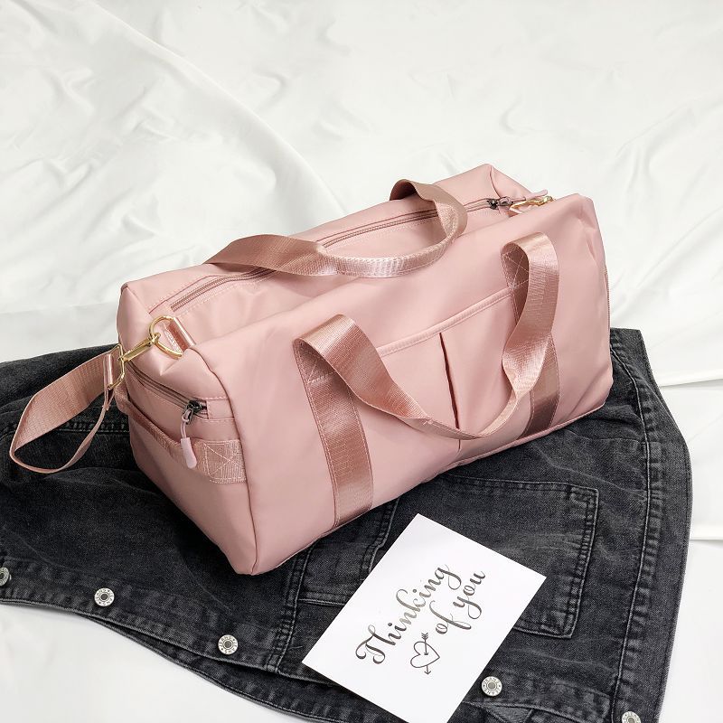 Pink Large Capacity Travel Duffel Bag – Wet & Dry Separation, Shoe Compartment, and Luggage Sleeve for Gym, Yoga, and Short Trips - Image 5