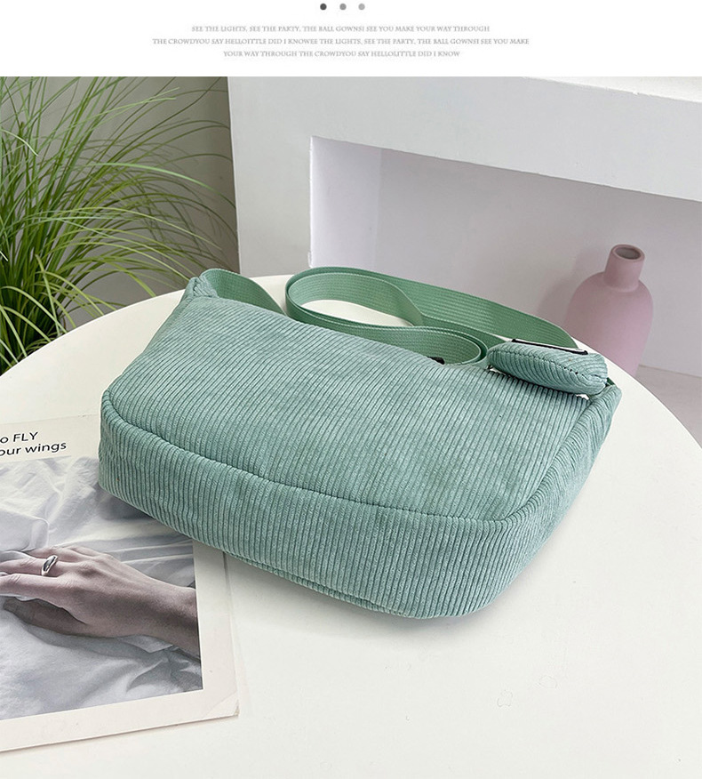 Pink Minimalist Corduroy Crossbody Bag – Large Capacity Single Shoulder & Diagonal Sling Bag in Korean Style - Image 8