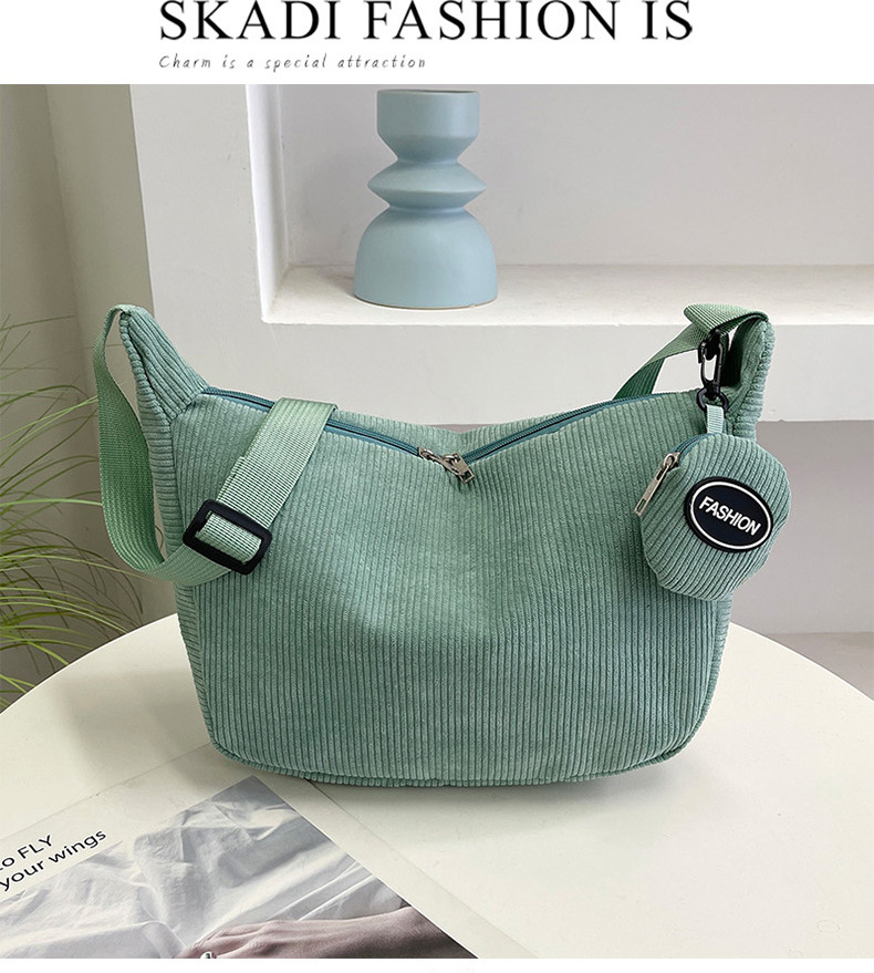 Brown Minimalist Corduroy Crossbody Bag – Large Capacity Single Shoulder & Diagonal Sling Bag in Korean Style - Image 7