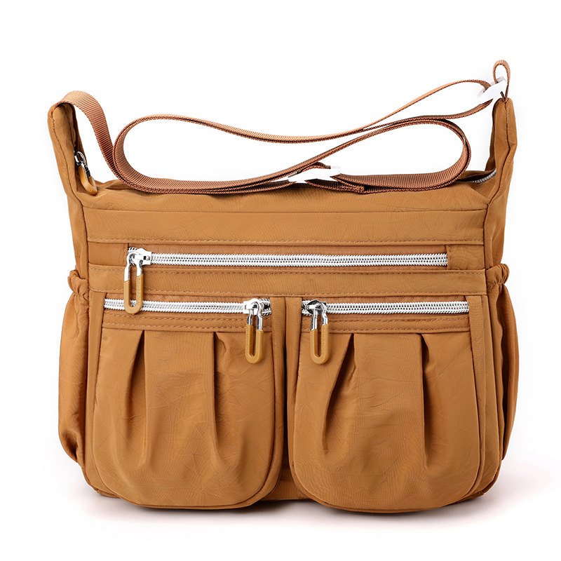 Brown Multi-Pocket Lightweight Nylon Crossbody Bag – Stylish, Functional, and Spacious Shoulder Bag for Women - Image 1