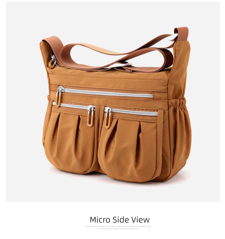 Brown Multi-Pocket Lightweight Nylon Crossbody Bag – Stylish, Functional, and Spacious Shoulder Bag for Women - Image 5