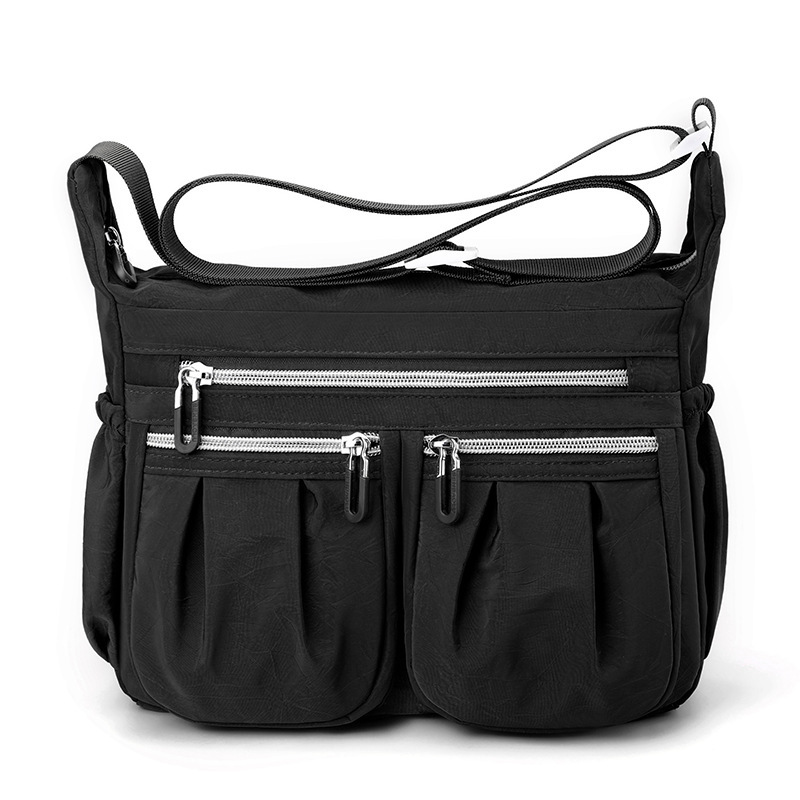 Black Multi-Pocket Lightweight Nylon Crossbody Bag – Stylish, Functional, and Spacious Shoulder Bag for Women - Image 1