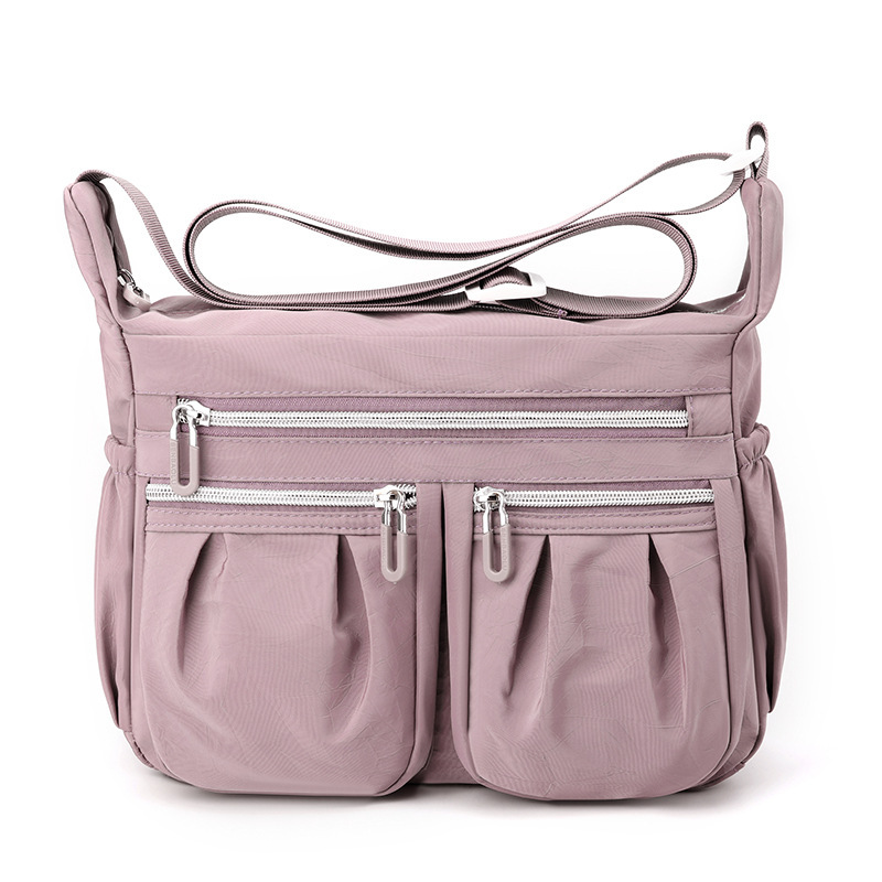 Purple Multi-Pocket Lightweight Nylon Crossbody Bag – Stylish, Functional, and Spacious Shoulder Bag for Women - Image 1