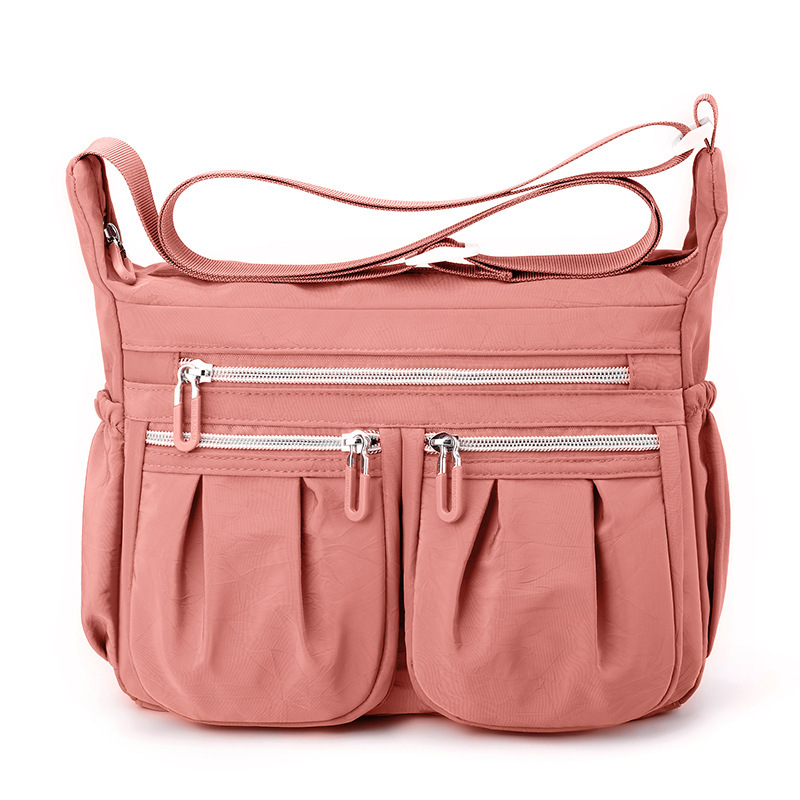 Pink Multi-Pocket Lightweight Nylon Crossbody Bag – Stylish, Functional, and Spacious Shoulder Bag for Women - Image 1