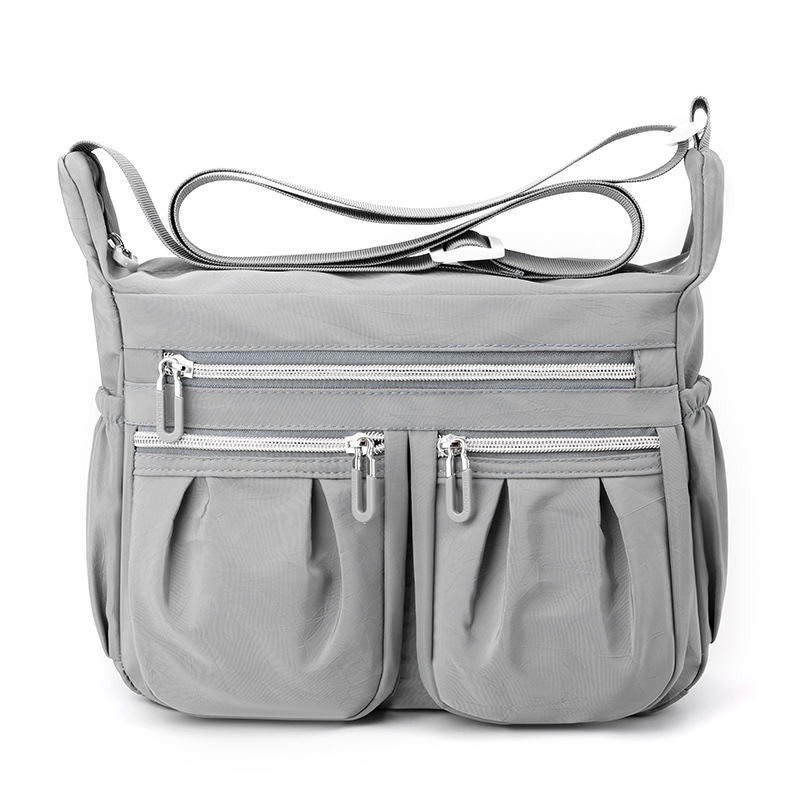 Grey Multi-Pocket Lightweight Nylon Crossbody Bag – Stylish, Functional, and Spacious Shoulder Bag for Women - Image 1
