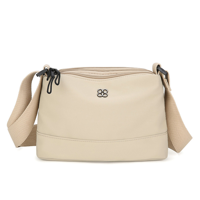 Khaki Lightweight Multi-Layer Crossbody Bag for Women – Compact, Water-Resistant Nylon Shoulder Bag with Adjustable Strap - Image 1