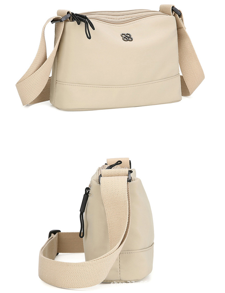 Khaki Lightweight Multi-Layer Crossbody Bag for Women – Compact, Water-Resistant Nylon Shoulder Bag with Adjustable Strap - Image 2