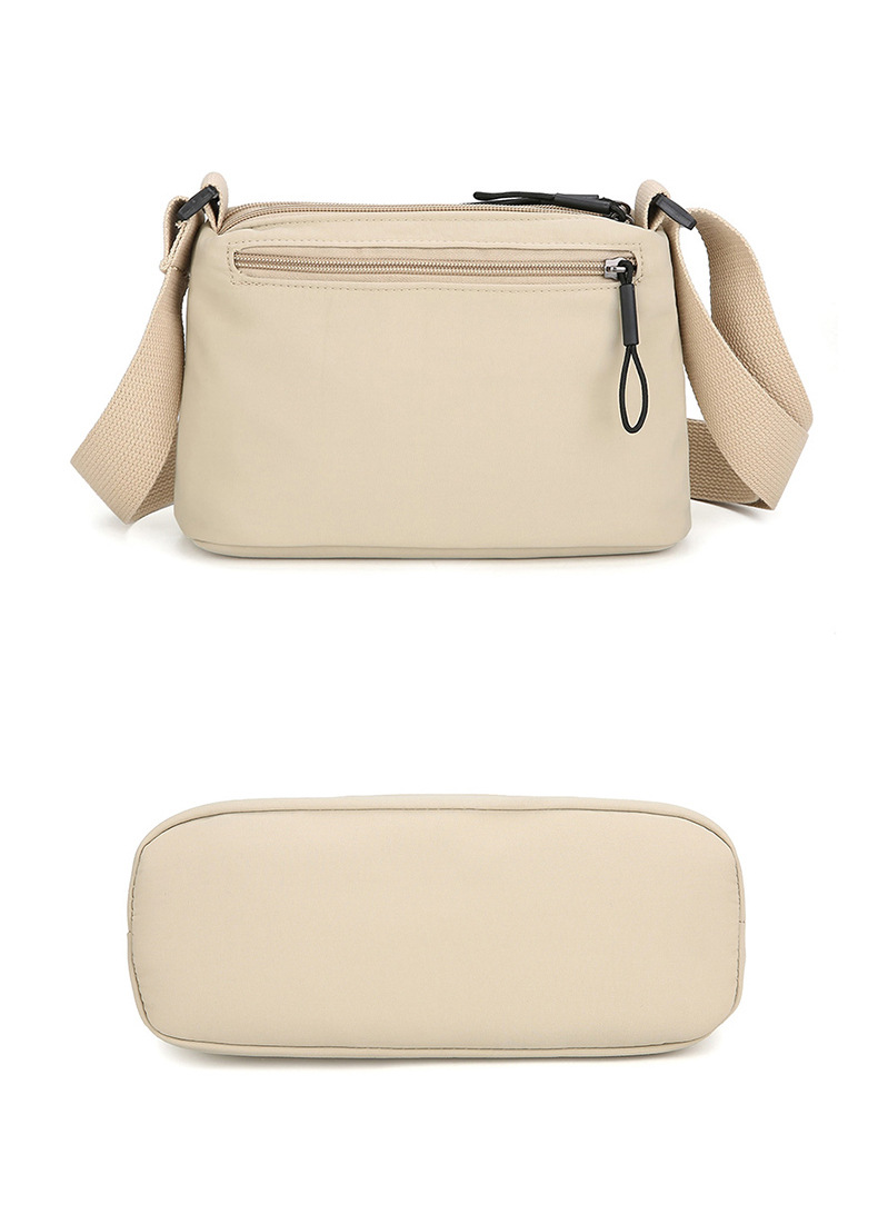 Khaki Lightweight Multi-Layer Crossbody Bag for Women – Compact, Water-Resistant Nylon Shoulder Bag with Adjustable Strap - Image 3