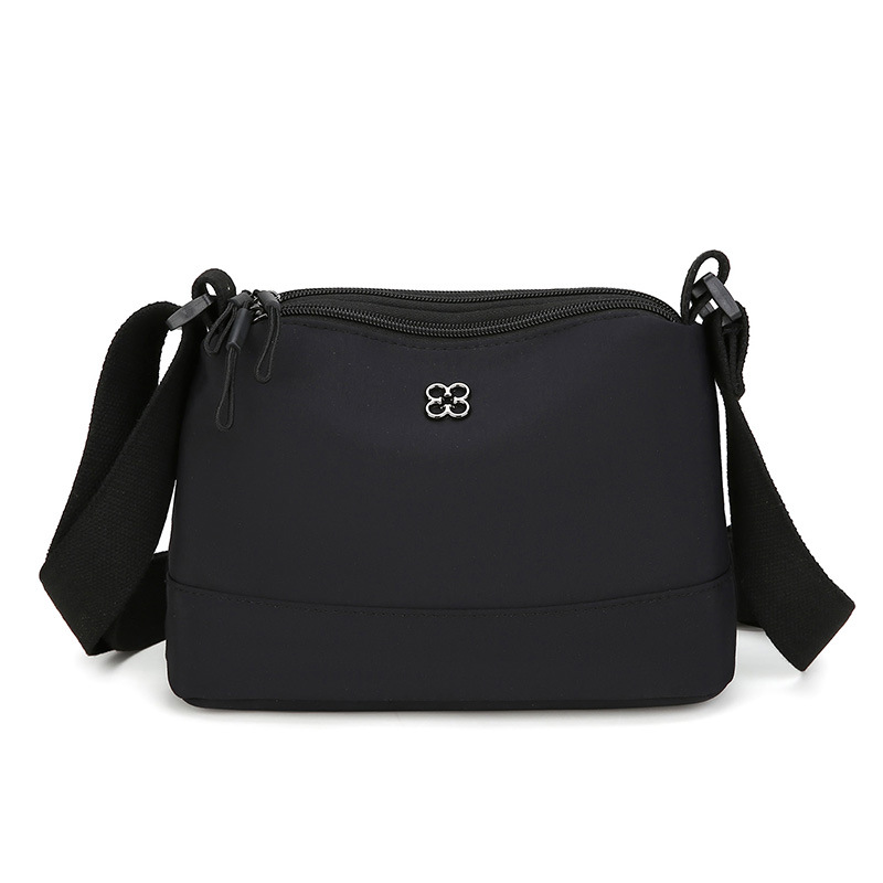 Black Lightweight Multi-Layer Crossbody Bag for Women – Compact, Water-Resistant Nylon Shoulder Bag with Adjustable Strap - Image 1
