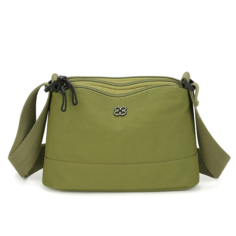 Green Lightweight Multi-Layer Crossbody Bag for Women – Compact, Water-Resistant Nylon Shoulder Bag with Adjustable Strap - Image 1