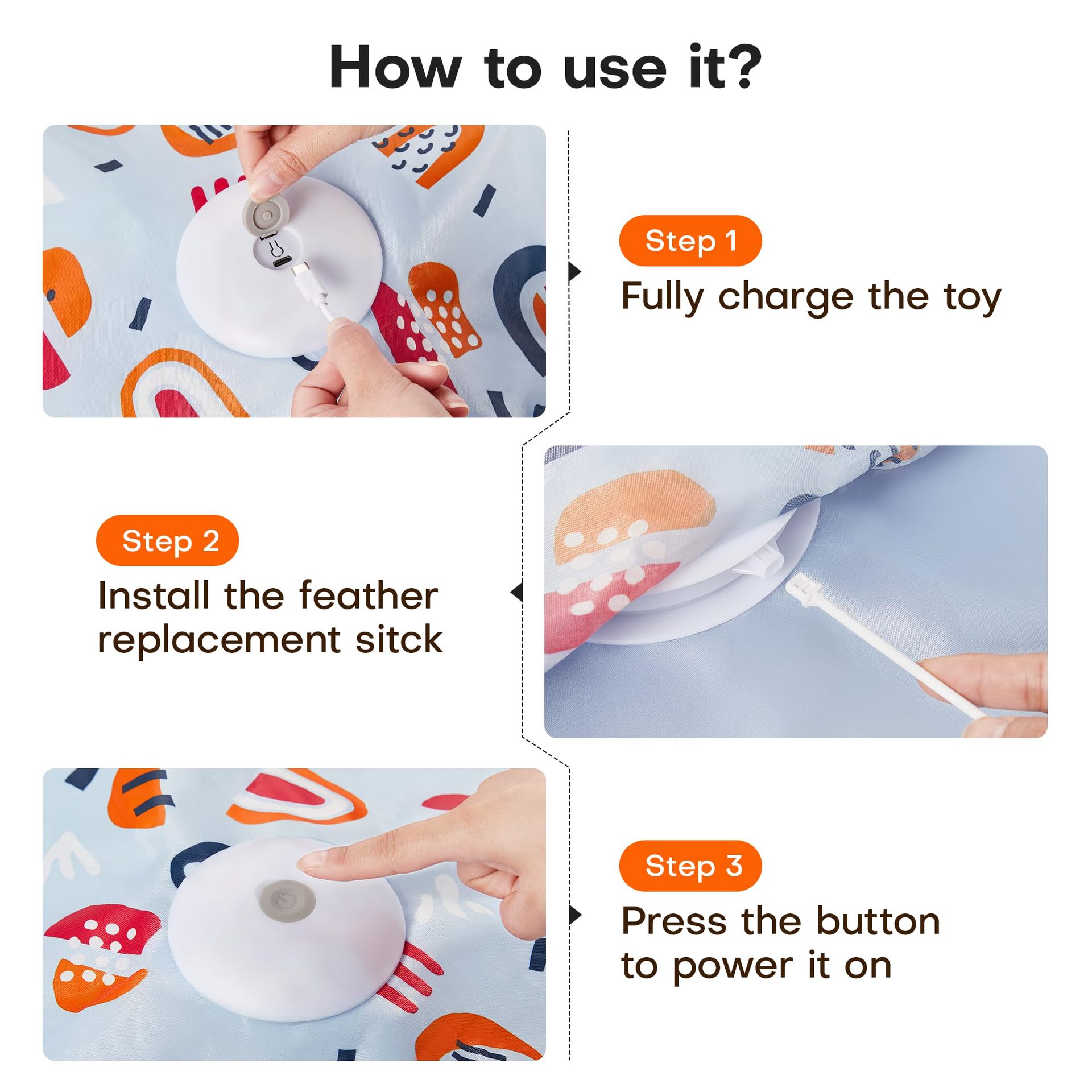 Green Interactive Cat Toys Rechargeable,Moving Concealed Feathers,Real Mouse Squeaky,Touch Activated Cat Kitten Toy Exercise Toys for Indoor Bored Adult Cats - Image 6