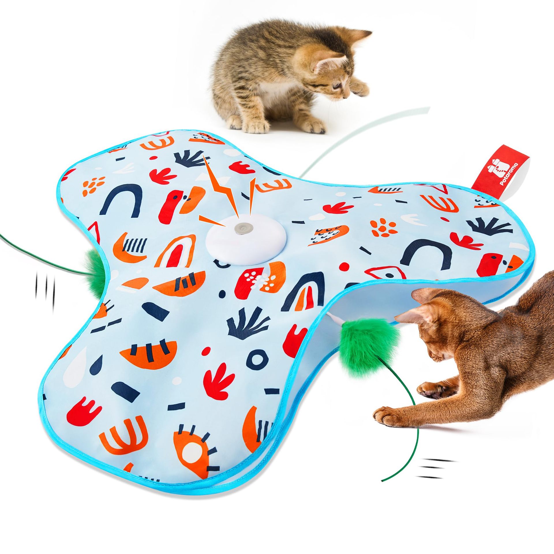 Blue Interactive Cat Toys Rechargeable,Moving Concealed Feathers,Real Mouse Squeaky,Touch Activated Cat Kitten Toy Exercise Toys for Indoor Bored Adult Cats - Image 1
