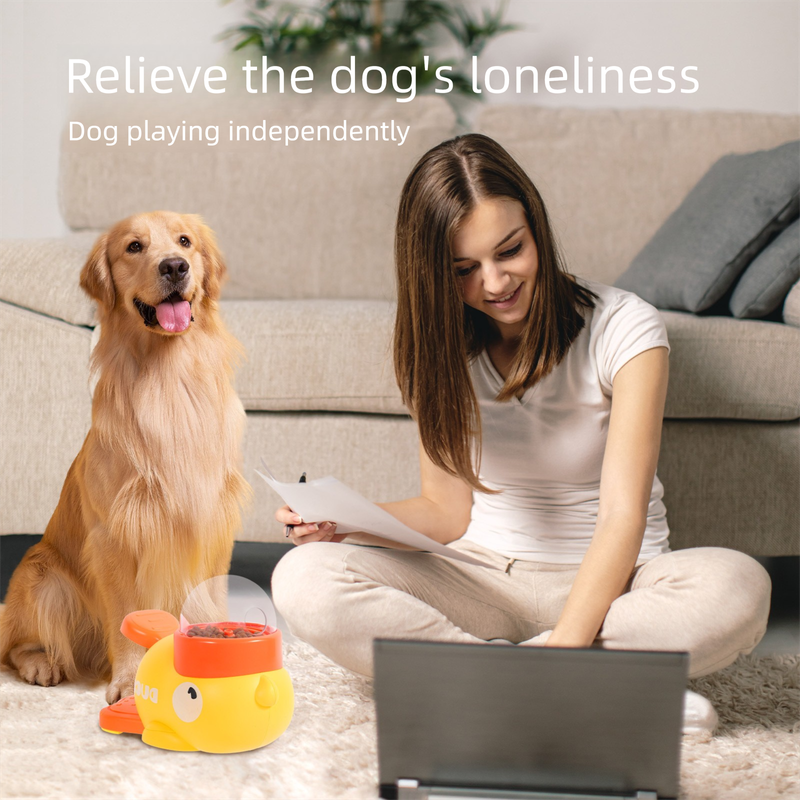Yellow Interactive Duck-Shaped Automatic Pet Feeder – Smart Treat Dispenser for Cats & Dogs with 3 Adjustable Port Sizes - Image 5