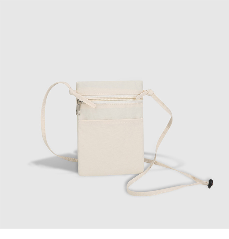 Beige Minimalist Lightweight Nylon Crossbody Phone Bag - Compact & Stylish for Women - Image 1