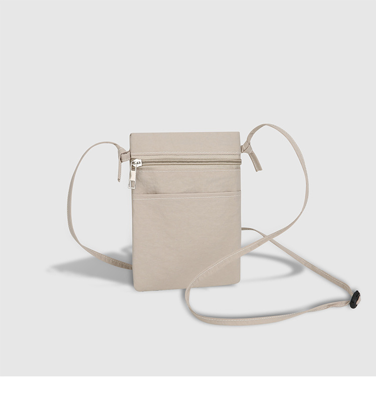 Dark Beige Minimalist Lightweight Nylon Crossbody Phone Bag - Compact & Stylish for Women - Image 1
