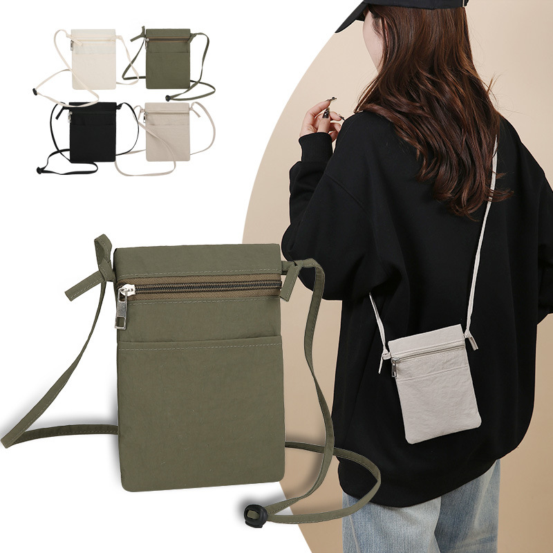 Dark Beige Minimalist Lightweight Nylon Crossbody Phone Bag - Compact & Stylish for Women - Image 2