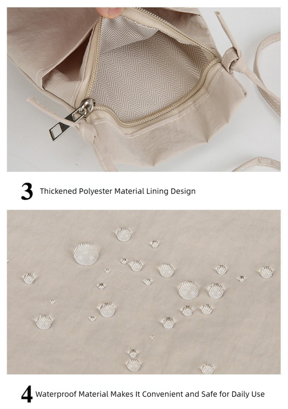 Dark Beige Minimalist Lightweight Nylon Crossbody Phone Bag - Compact & Stylish for Women - Image 5