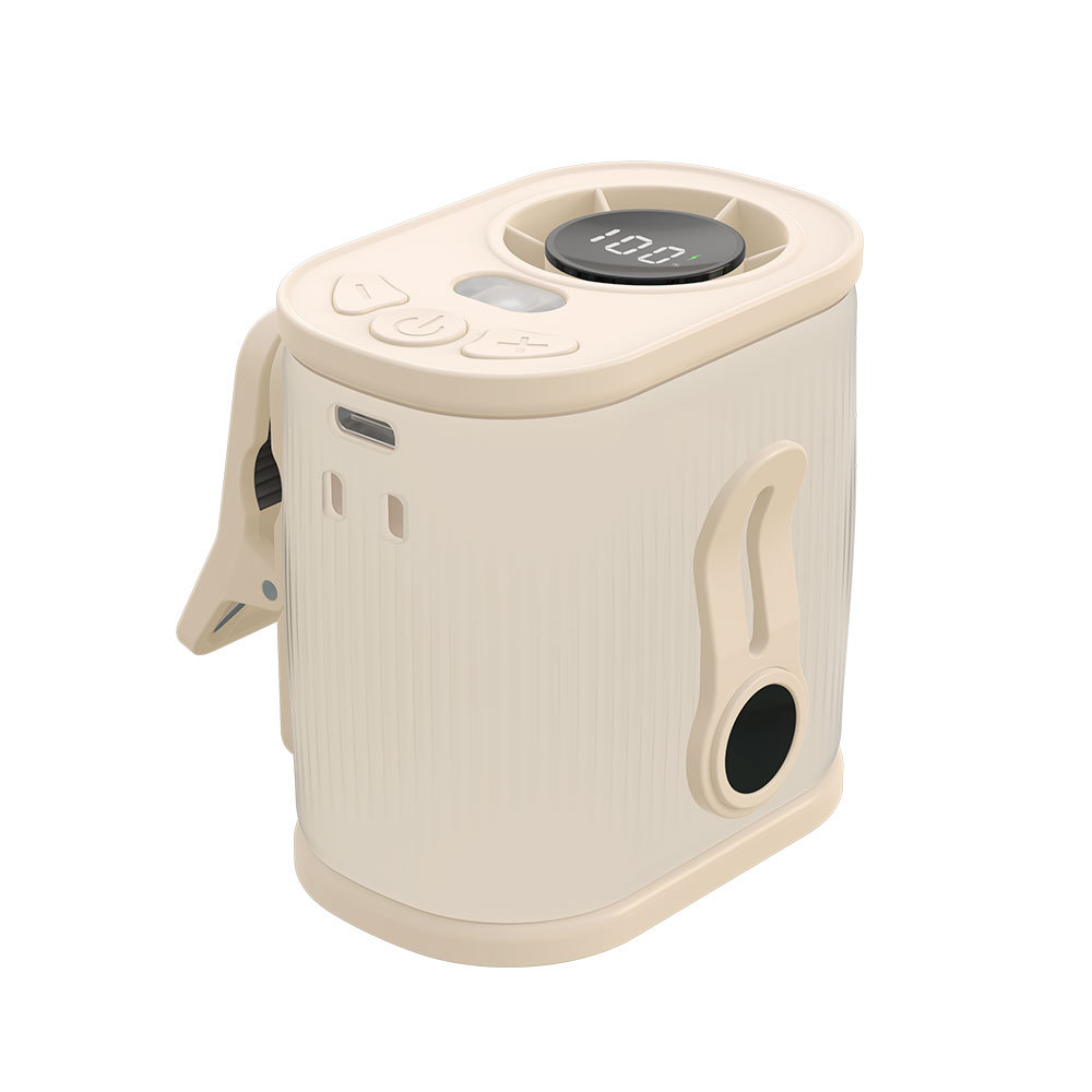 Beige High-Speed Mini Clip Fan with 360° Rotation – Portable, Rechargeable & Multi-Functional Cooling Solution - Image 1