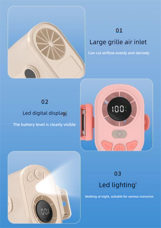 Pink High-Speed Mini Clip Fan with 360° Rotation – Portable, Rechargeable & Multi-Functional Cooling Solution - Image 6