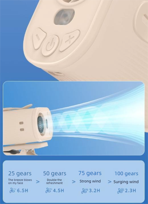 Blue High-Speed Mini Clip Fan with 360° Rotation – Portable, Rechargeable & Multi-Functional Cooling Solution - Image 4