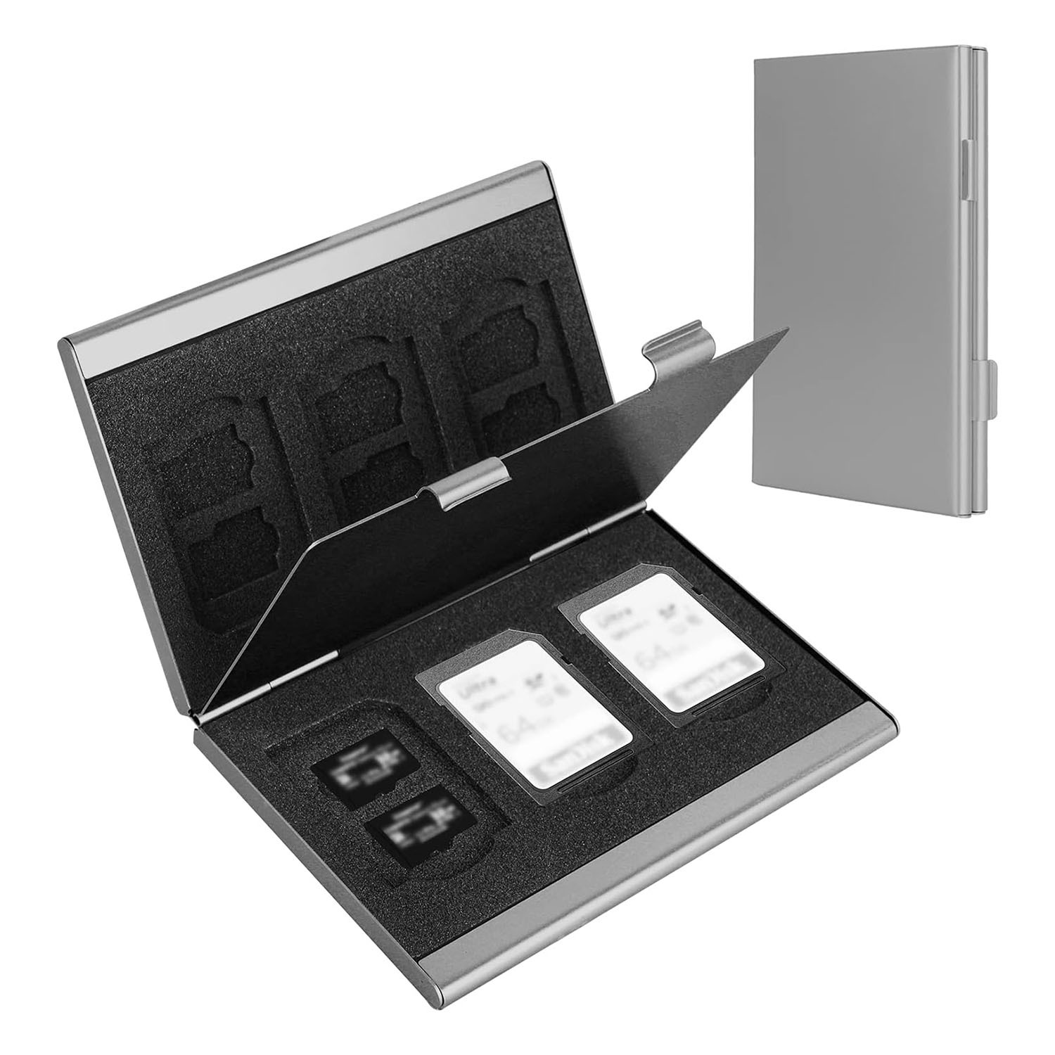 Silver High-Quality Aluminum SD & TF Card Case – Premium Storage Solution for Memory Cards(Memory card not included) - Image 1