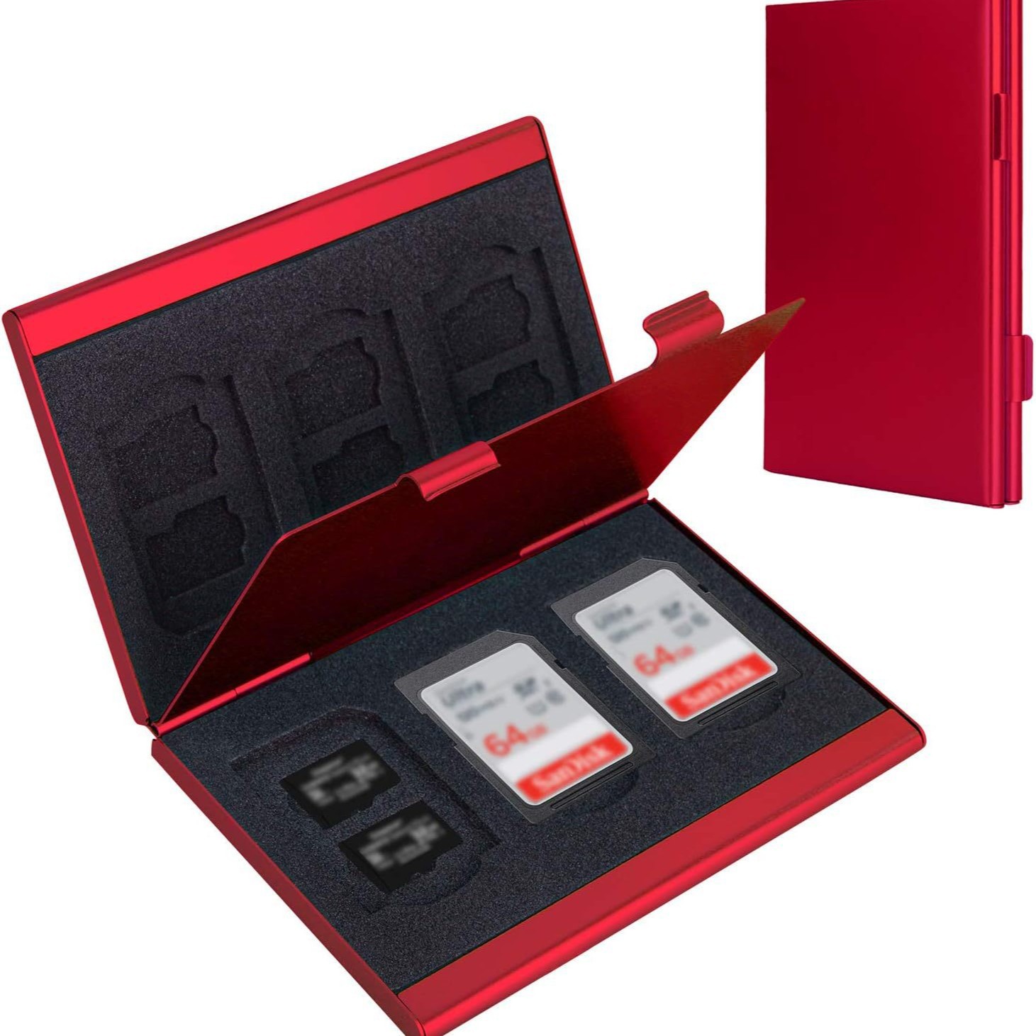 Red High-Quality Aluminum SD & TF Card Case – Premium Storage Solution for Memory Cards(Memory card not included) - Image 1